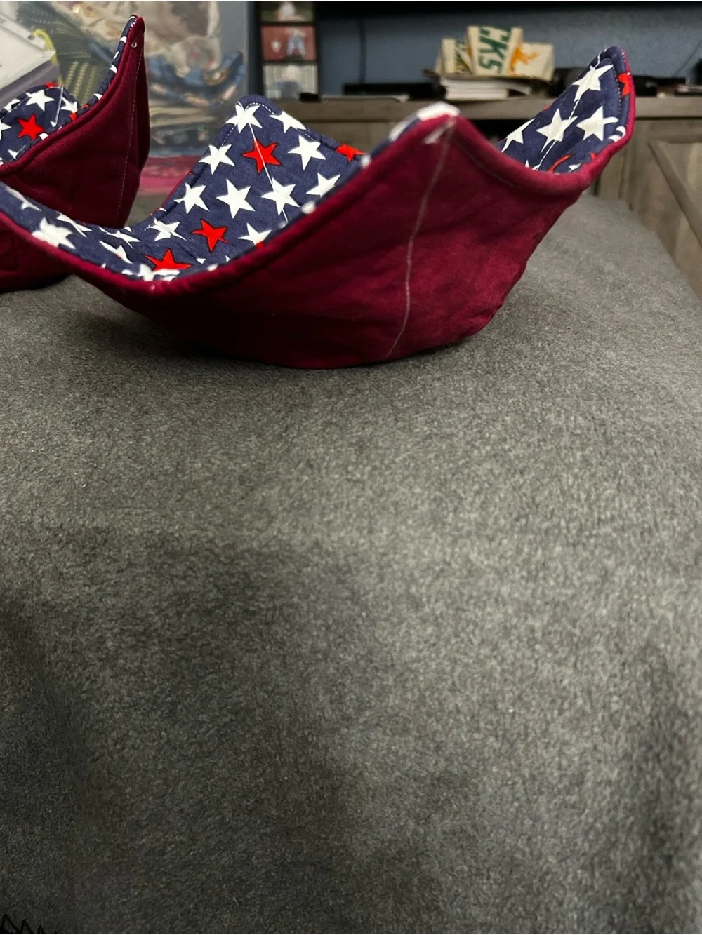 Bowl cozies-Print Navy with red white stars reversible Pack of 2